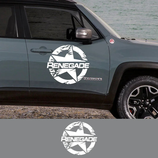 For Jeep Renegade 2016-2023 Car Door Side Sticker Stylish Pentagram Style Vinyl Film Decal Decoration Auto Tuning Accessories