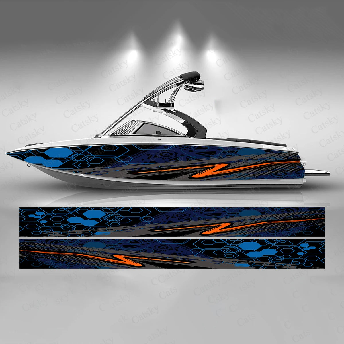 Honeycomb Hexagonal Design Boat Sticker Fashion Custom Fish Boat-Stick ...
