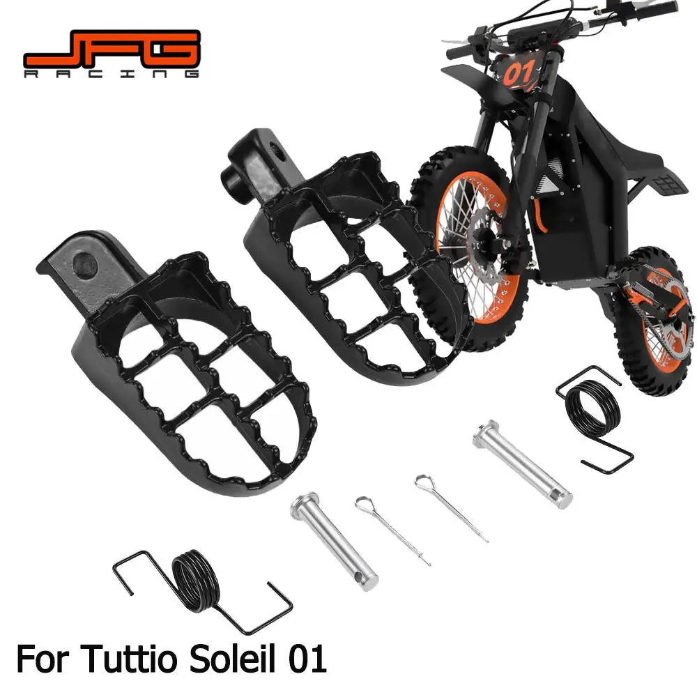 Foot Pegs Pedal Rest For Tuttio Soleil 01 Electric Dirt Bike Aluminum Footpeg With Spring Teeth Set Kit Motorbike Motorcycles