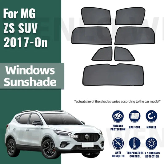 For MG ZS EV SUV 2017-2023 2024 Front Windshield Frame Curtain Magnetic Car Sunshade Shield Rear Side Window Sun Shade Visor