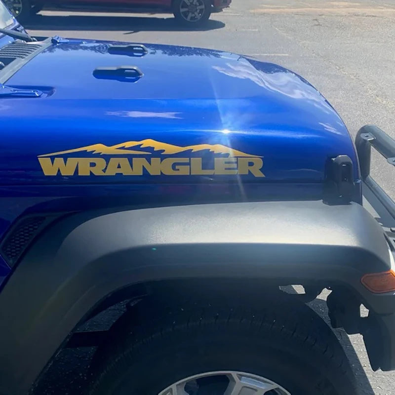 Compatible Mountain WRANGLER Hood Decals And Stickers For Jeep Wrangler,Car Styling Vinyl Cut Film Stickers Words Decoration
