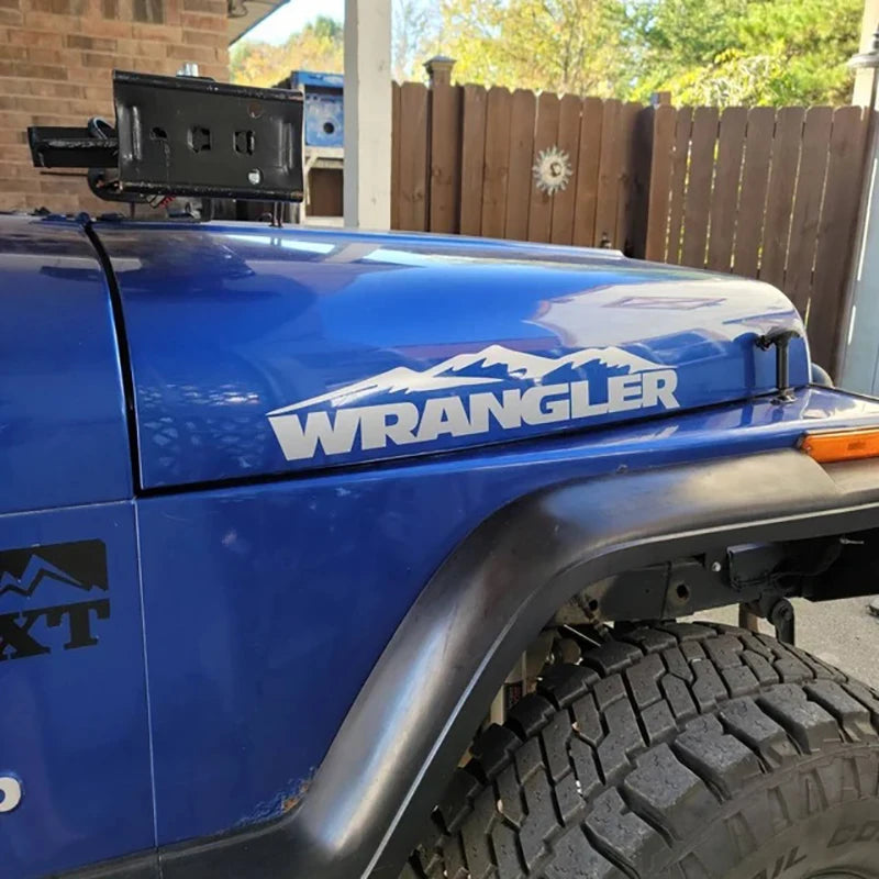 Compatible Mountain WRANGLER Hood Decals And Stickers For Jeep Wrangler,Car Styling Vinyl Cut Film Stickers Words Decoration