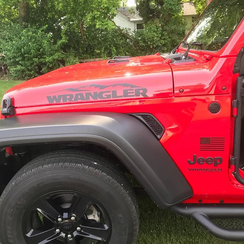 Compatible Mountain WRANGLER Hood Decals And Stickers For Jeep Wrangler,Car Styling Vinyl Cut Film Stickers Words Decoration