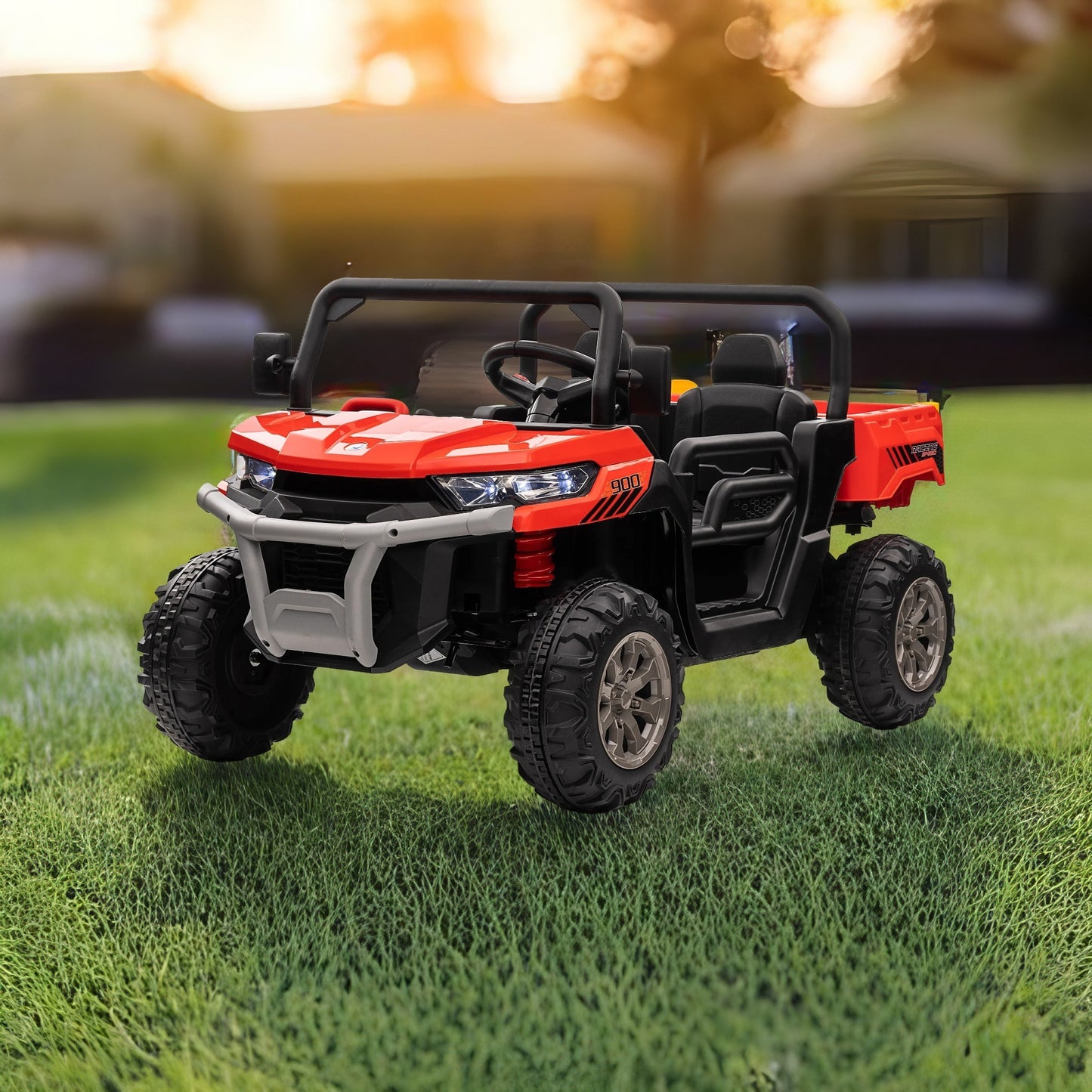 24V Ride On Truck 2 Seater Ride On UTV with 2x200W Motor Ride On Dump Truck with Dump Bed/Shovel Ride On Car with Remote Control Electric Vehicle with  Non-slip tyre for Boys Girls