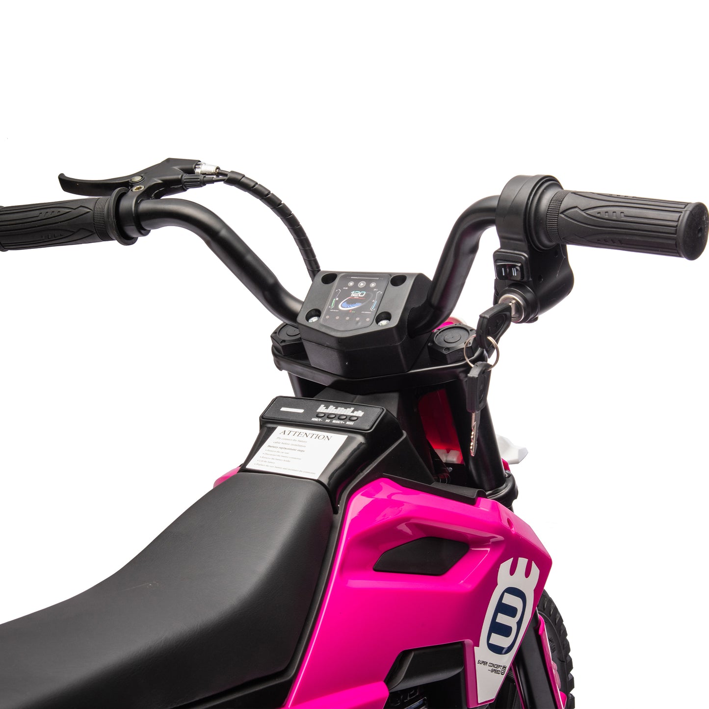 24V Kids Ride On Electric Toy Motocross Motorcycle,200W High Speed Hub Motor,Rear wheel shock absorber,Adjustable speed,LED breath lamp,Bluetooth,Music,Horn,Speeds 3.11-9.32MPH For Kids Aged 5-15.