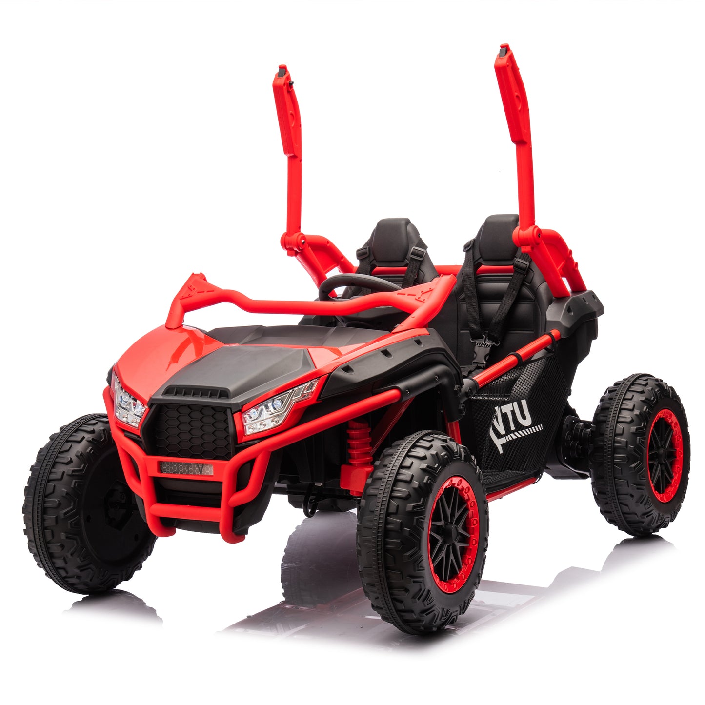 24V Two-seater Kids Ride On UTV w/Parents Control,20in seat width,400W Super high power,Four-wheel Suspension,Bluetooth,MP3,USB,LED Light,Horn,Rear storage space,Speeds 3.73-4.97MPH For Kids aged 3+.