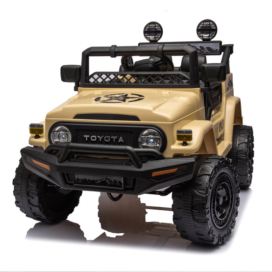 Licensed TOYOTA FJ Cruiser,12V Kids ride on car 2.4G W/Parents Remote Control,electric car for kids,Three speed adjustable,Power display, USB,MP3 ,Bluetooth,LED light,Three-point safety belt