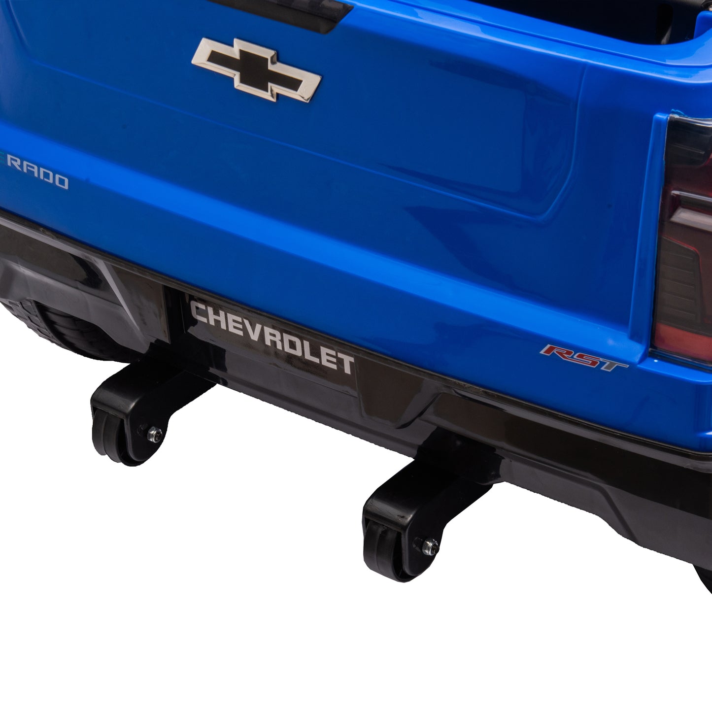 24V Kids Ride on Car W/Parents Control,Licensed Chevrolet Silverado,Four-wheel suspension,LED Lights,Bluetooth,music,USB,MP3,Power display,speeds 2.49-3.73MPH For kids aged 2-5.