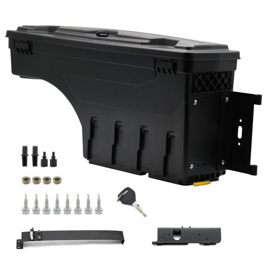 Left Driver Side Truck Bed Storage Box Fit for 1994-2002 Dodge Ram & 1980-1996 Ford F-Series & 1988-1998 Chevy GMC C/K, Key Lockable Lid Waterproof Truck Bed Toolboxes Black
