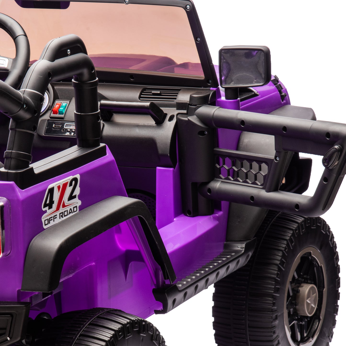 24V Two-Seater Kids Ride On Truck Car W/Parents Control,200w*2,Seat width 20.28in,Four-wheel Suspension,LED Lights,Music,MP3,Bluetooth,Two independent seat belts,Suitable for off-road For Kids Aged 3+