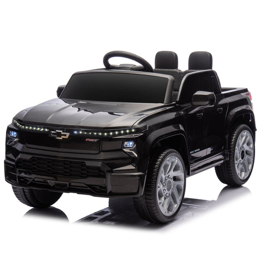 12V Kids Ride on Car W/Parents Control,Licensed Chevrolet Silverado,Four-wheel suspension,LED Lights,Bluetooth,music,USB,MP3,Power display,speeds 1.86-3.11MPH For kids aged 2-5.