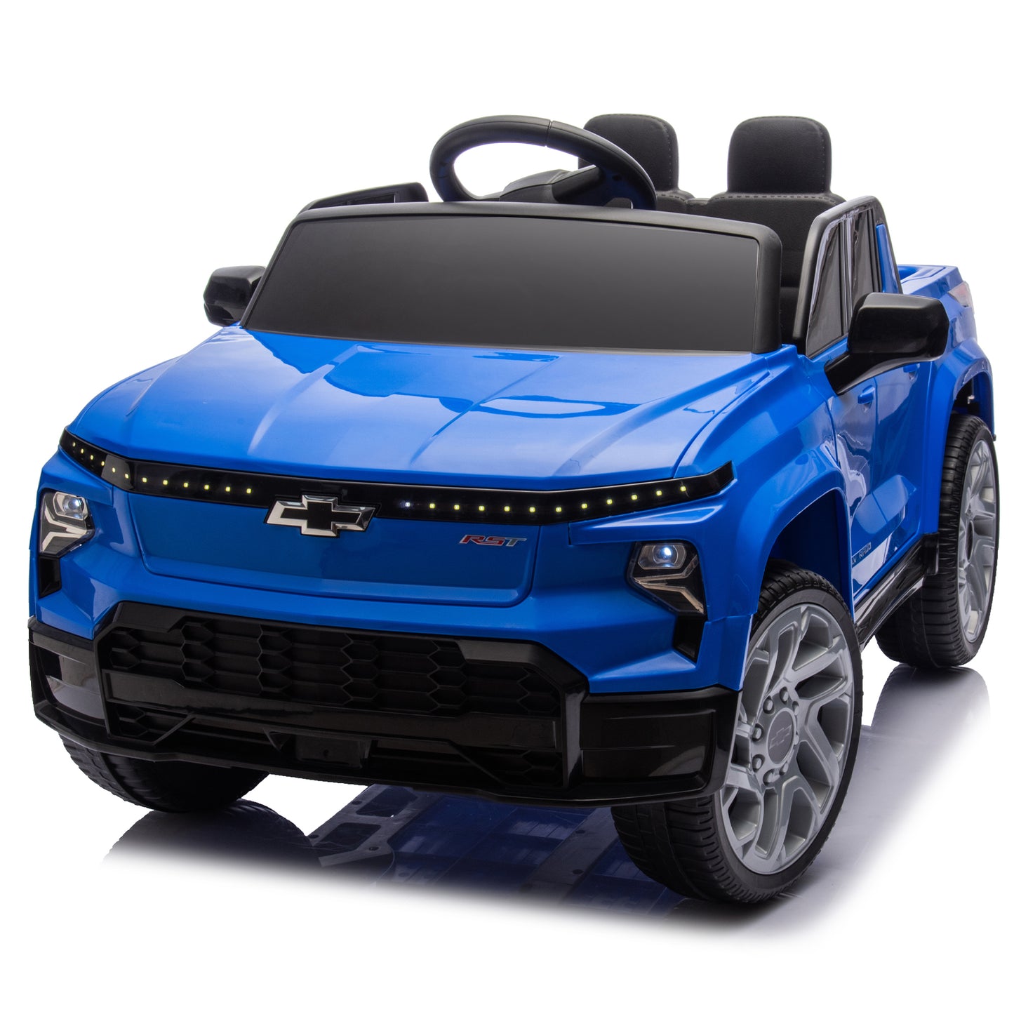 24V Kids Ride on Car W/Parents Control,Licensed Chevrolet Silverado,Four-wheel suspension,LED Lights,Bluetooth,music,USB,MP3,Power display,speeds 2.49-3.73MPH For kids aged 2-5.