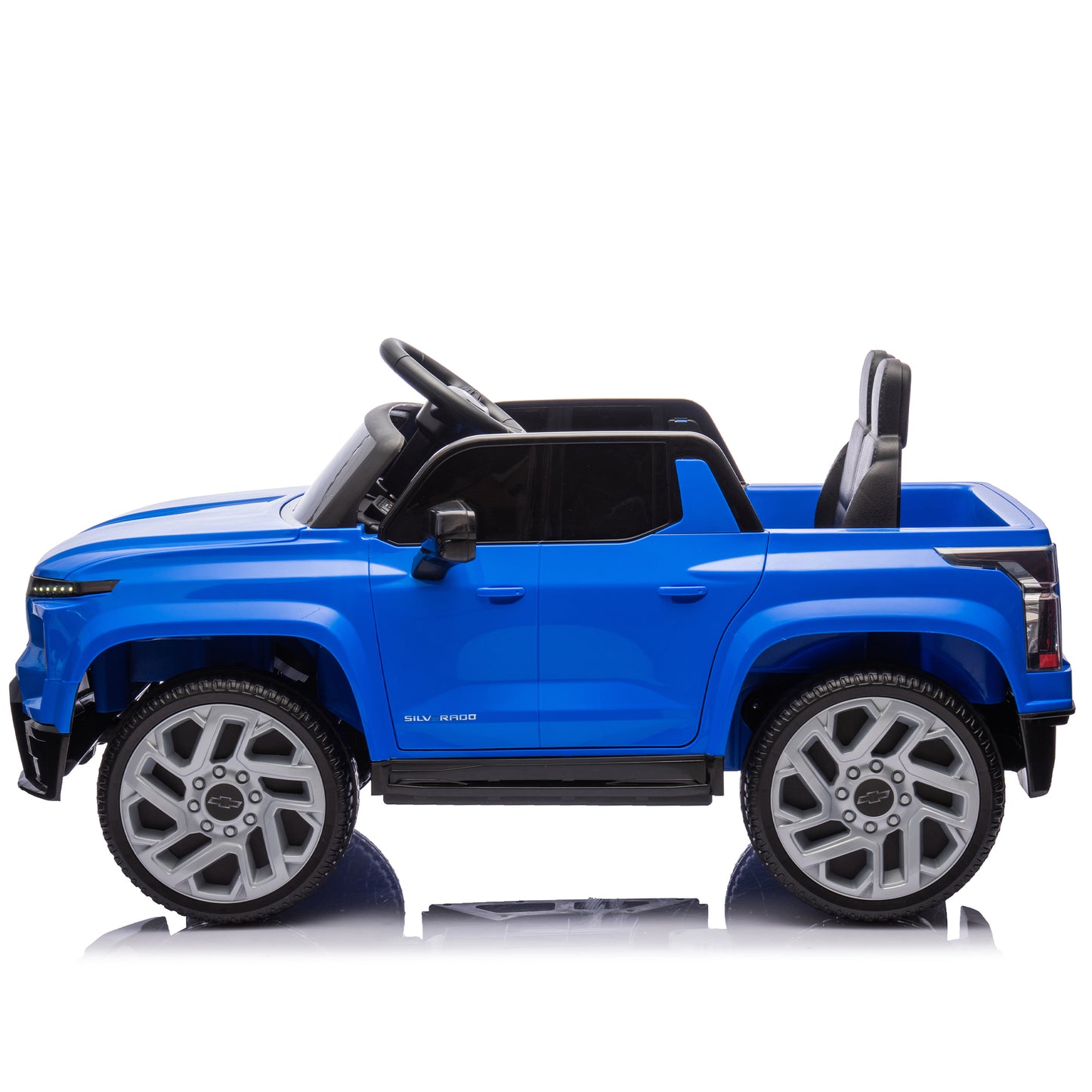 24V Kids Ride on Car W/Parents Control,Licensed Chevrolet Silverado,Four-wheel suspension,LED Lights,Bluetooth,music,USB,MP3,Power display,speeds 2.49-3.73MPH For kids aged 2-5.