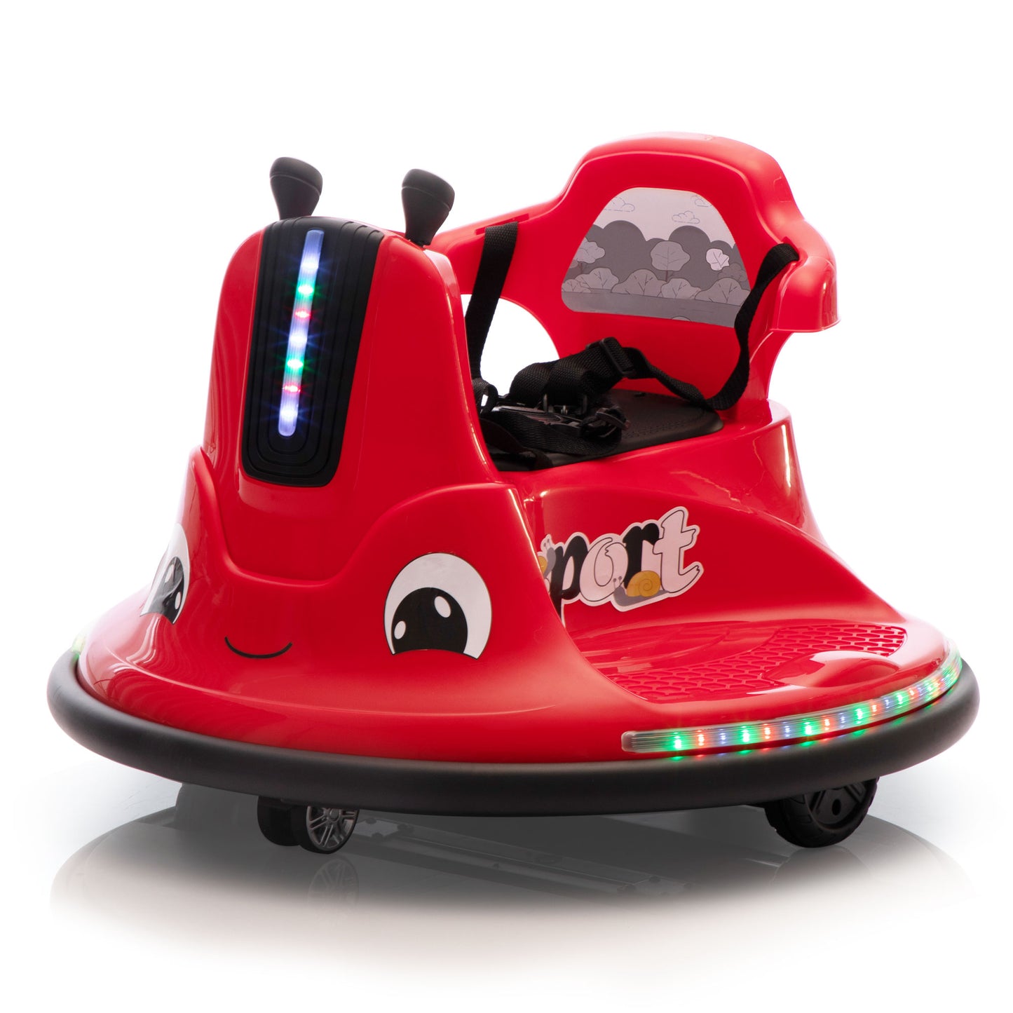 12V Snail-Shaped Kids Electric Bumper Car with Remote Control, Ride On Car with LED Lights, Music, 360 Degree Rotate, Toddler Race Toys, 3-8 Years Old