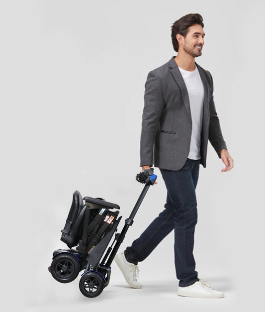 SOLAX Remote Control Foldable Electric Mobility Scooter with Suspension for Senior, Lightweight 4 Wheels Electric Powered Scooter for Travel Shopping