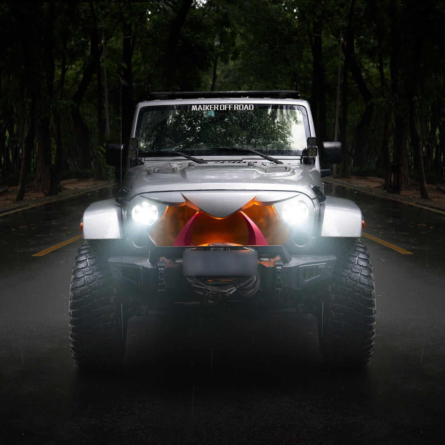 Halloween Front Grille Grid Grill for 2007-2018 Jeep Wrangler Rubicon Sahara Sport JK/JKU, Matte Black