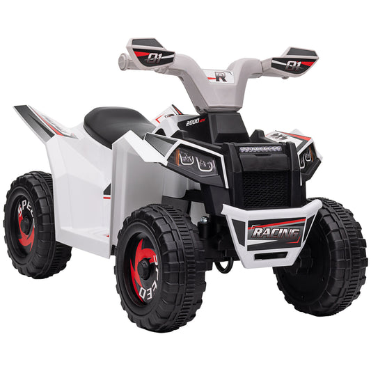 Kids ATV Quad Car, 6V Four-Wheeler for Kids with Forward Backward Function, Wear-Resistant Wheels for Toddlers Ages 18-36 Months, White
