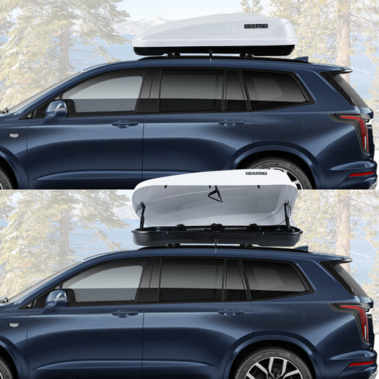 VISRACK Hard Shell Roof Cargo Carrier with Security Keys, Roof Box, Cargo Box, 56 (L) x 30 (W) x 13.7(H) Inches, 13 Cubic Feet (Tool-Free Install), WHITE