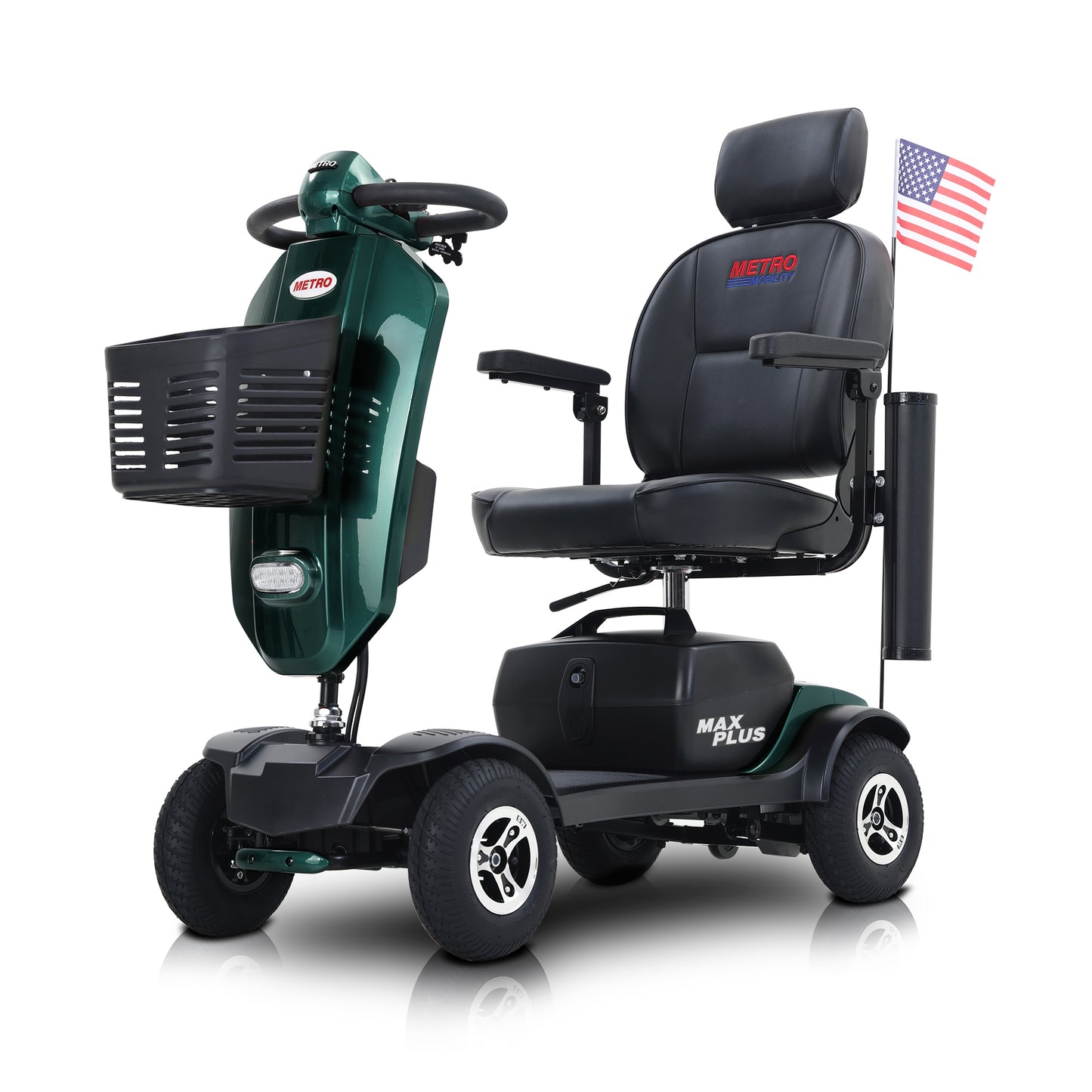 [Willando] MAX PLUS EMERALD Wheels Outdoor Compact Mobility Scooter with 2pcs*20AH Lead acid Battery, 16 Miles, Cup Holders & USB charger Port