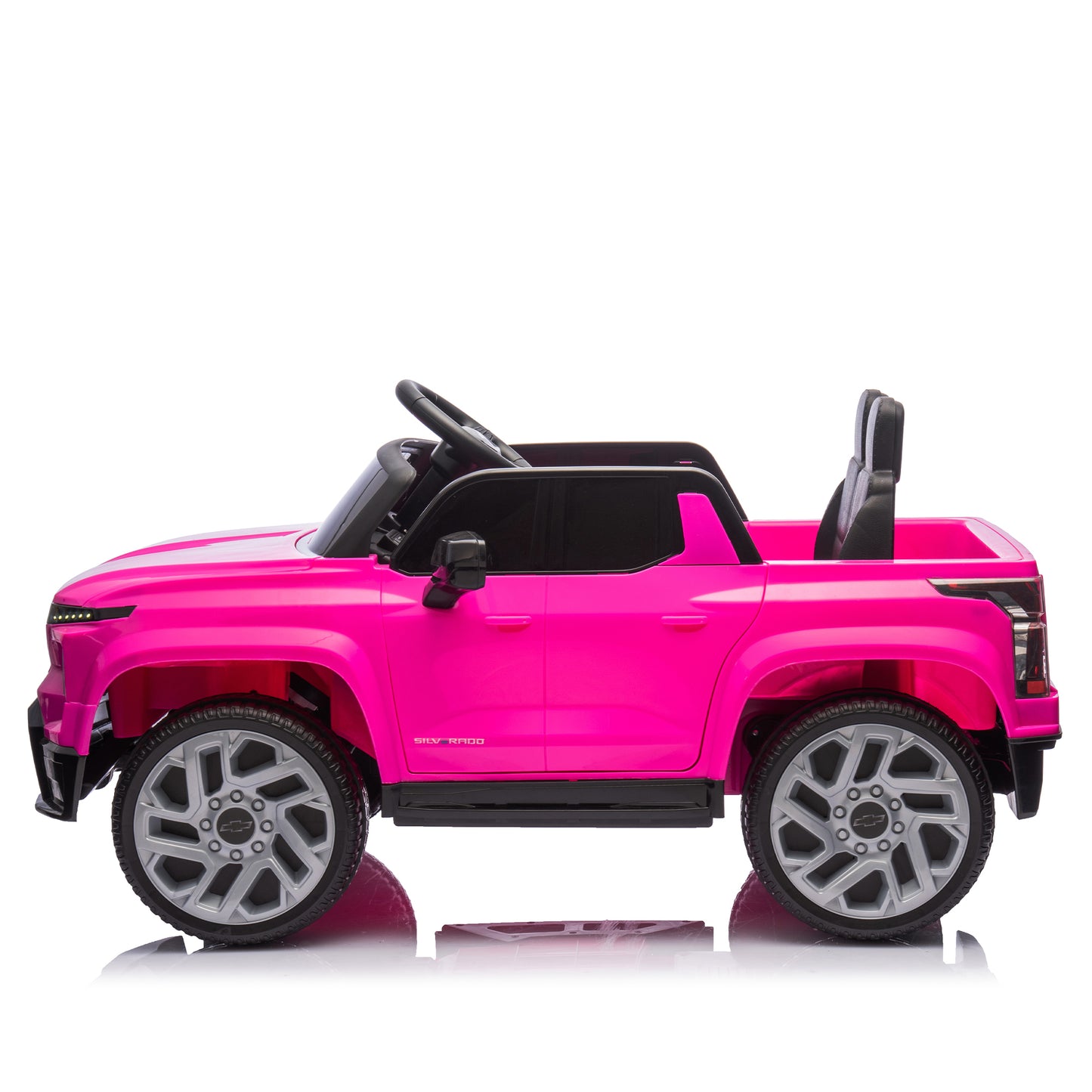 24V Kids Ride on Car W/Parents Control,Licensed Chevrolet Silverado,Four-wheel suspension,LED Lights,Bluetooth,music,USB,MP3,Power display,speeds 2.49-3.73MPH For kids aged 2-5.