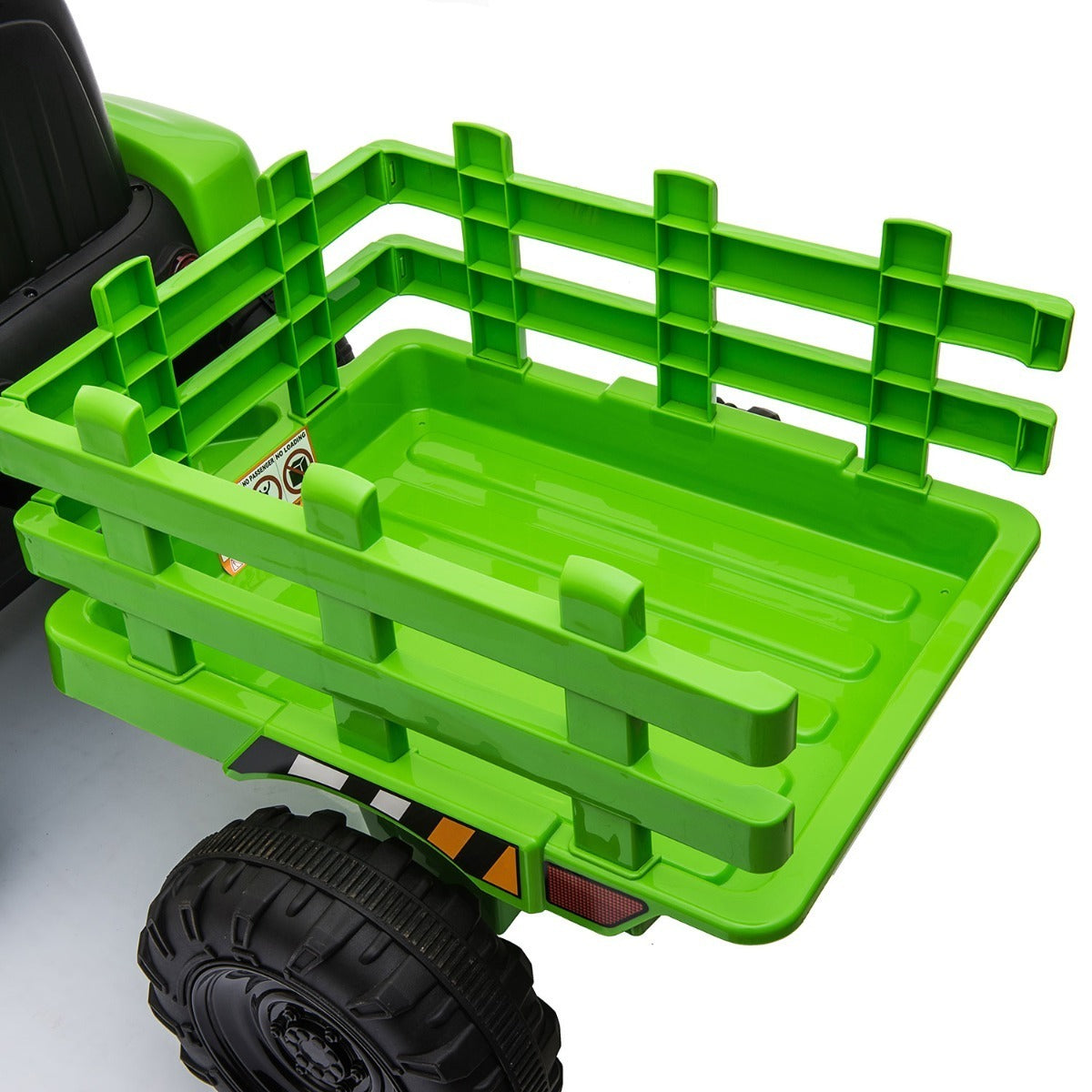 12V Kids Ride On Tractor with Trailer, Battery Powered Electric Car w/ Music, USB, Music, LED Lights, Vehicle Toy for 3 to 6 Ages, Light Green