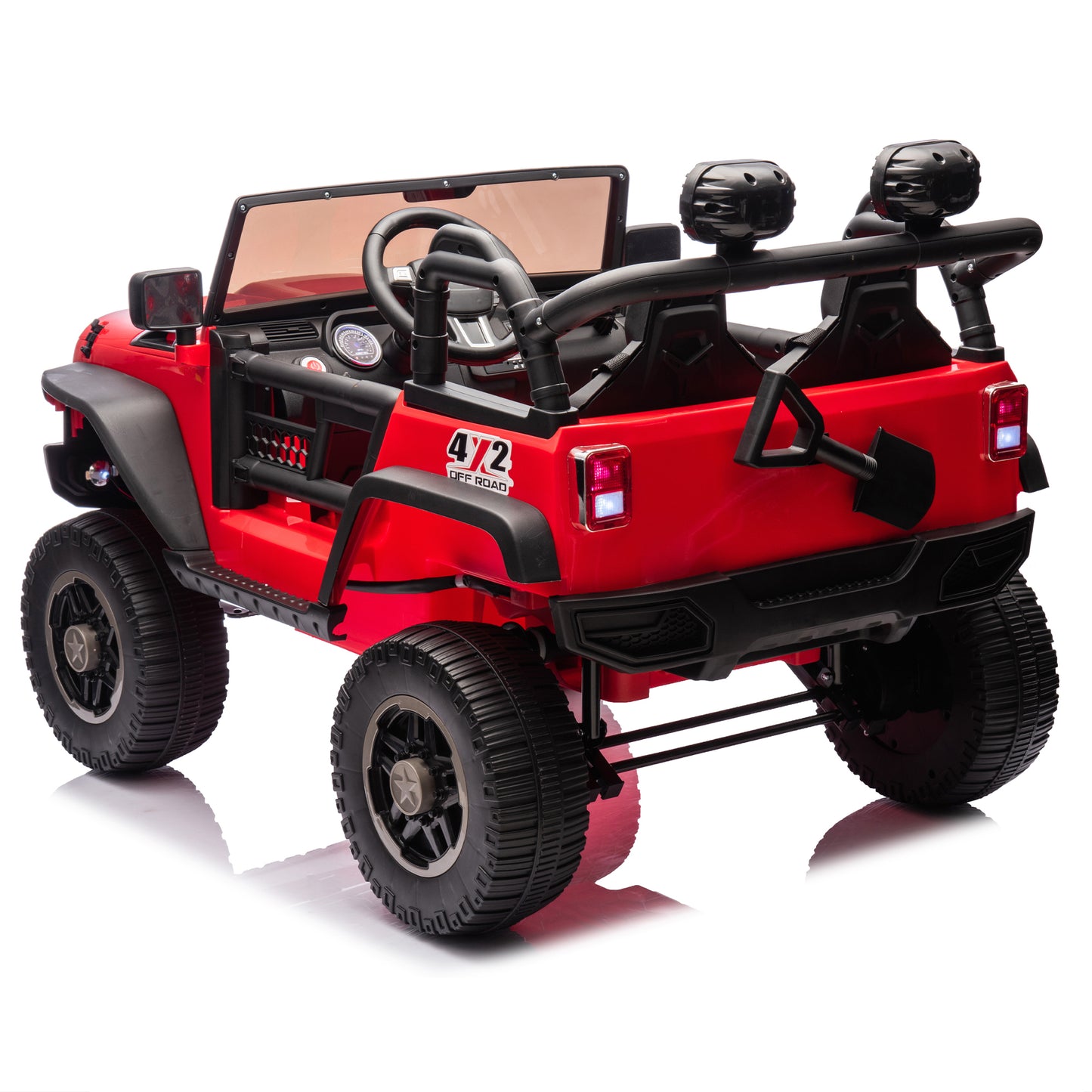 24V Two-Seater Kids Ride On Truck Car W/Parents Control,200w*2,Seat width 20.28in,Four-wheel Suspension,LED Lights,Music,MP3,Bluetooth,Two independent seat belts,Suitable for off-road For Kids Aged 3+