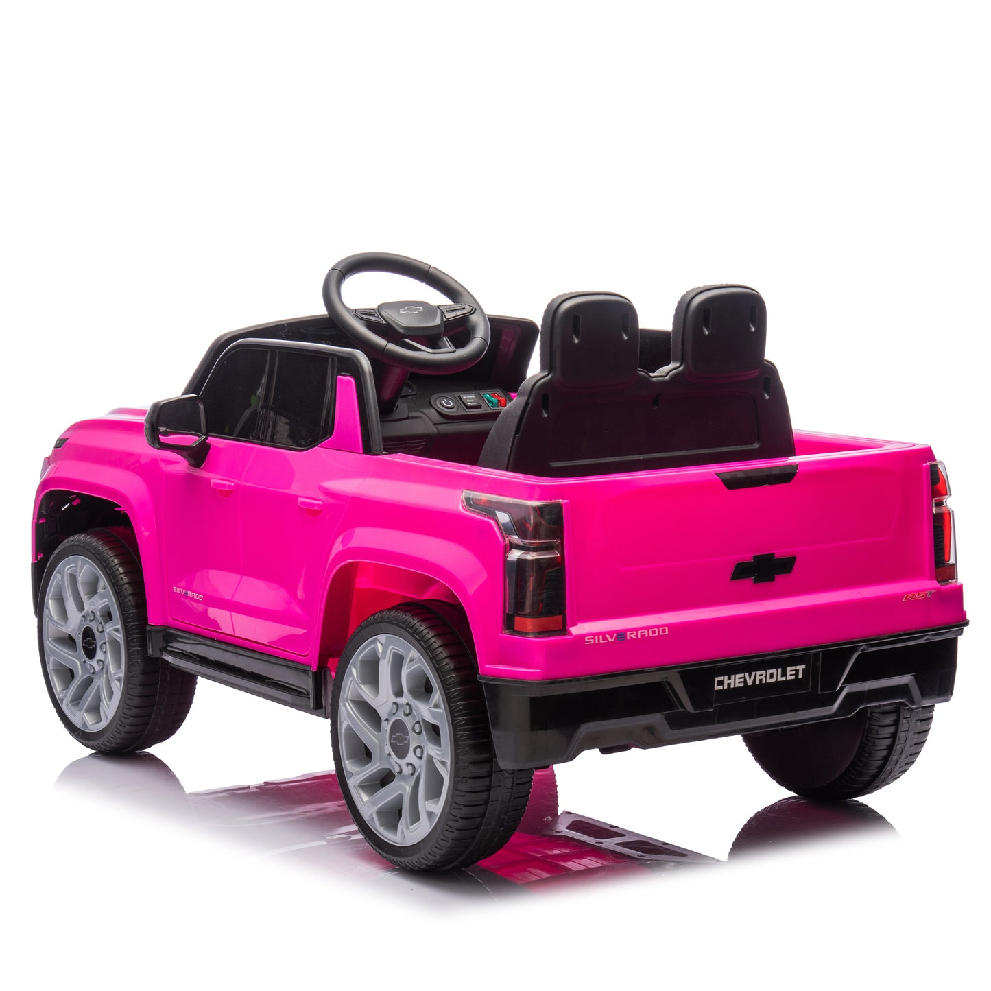 24V Kids Ride on Car W/Parents Control,Licensed Chevrolet Silverado,Four-wheel suspension,LED Lights,Bluetooth,music,USB,MP3,Power display,speeds 2.49-3.73MPH For kids aged 2-5.
