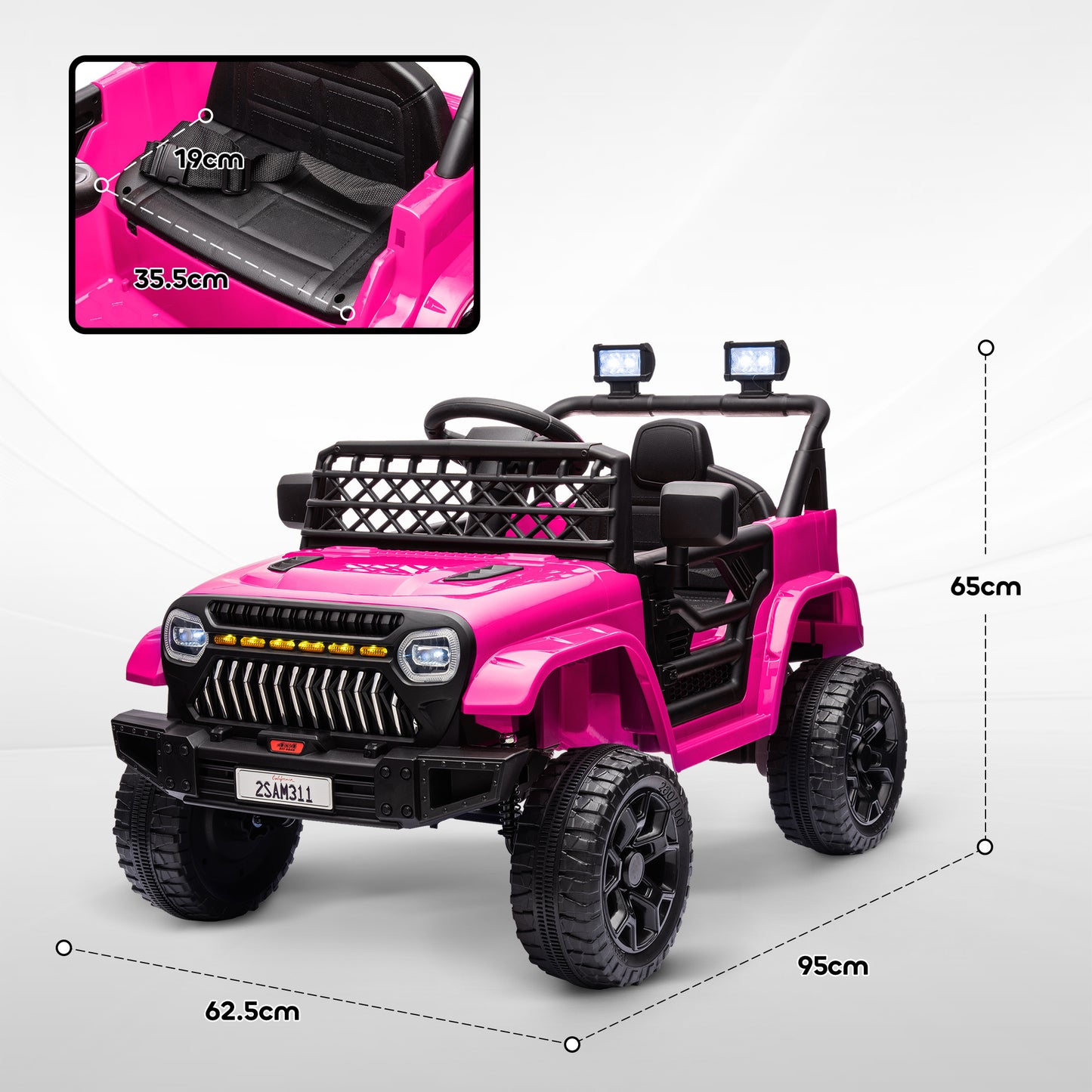 Qaba 12V Ride On Truck, Battery Powered Kids Electric Car UTV with 4 Suspension Wheels, Remote Control, 3 Speeds, LED Headlights, Horn, USB Music, Pink