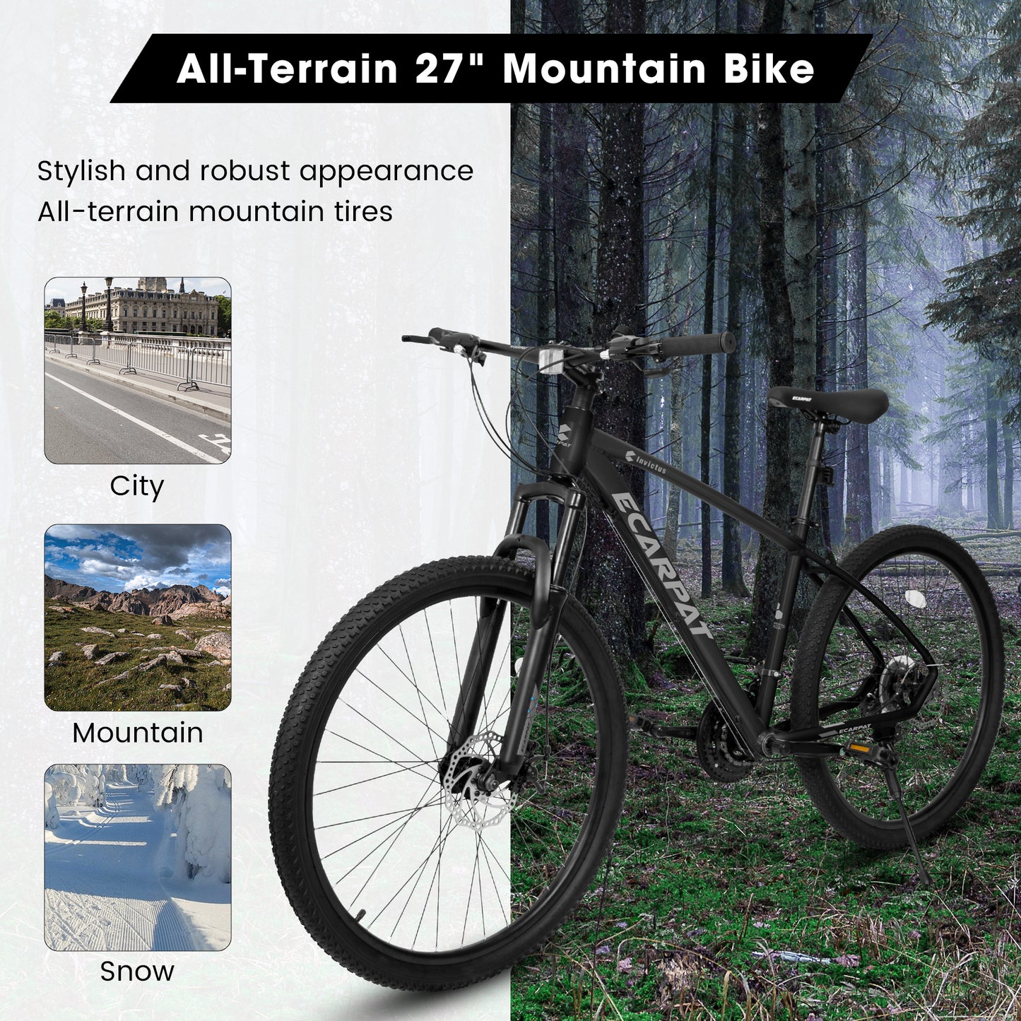 A2757 27 Inch Mountain Bike 21 Speed, Suspension Fork, Aluminum Frame Disc Brake, Mountain biking for both men and women.