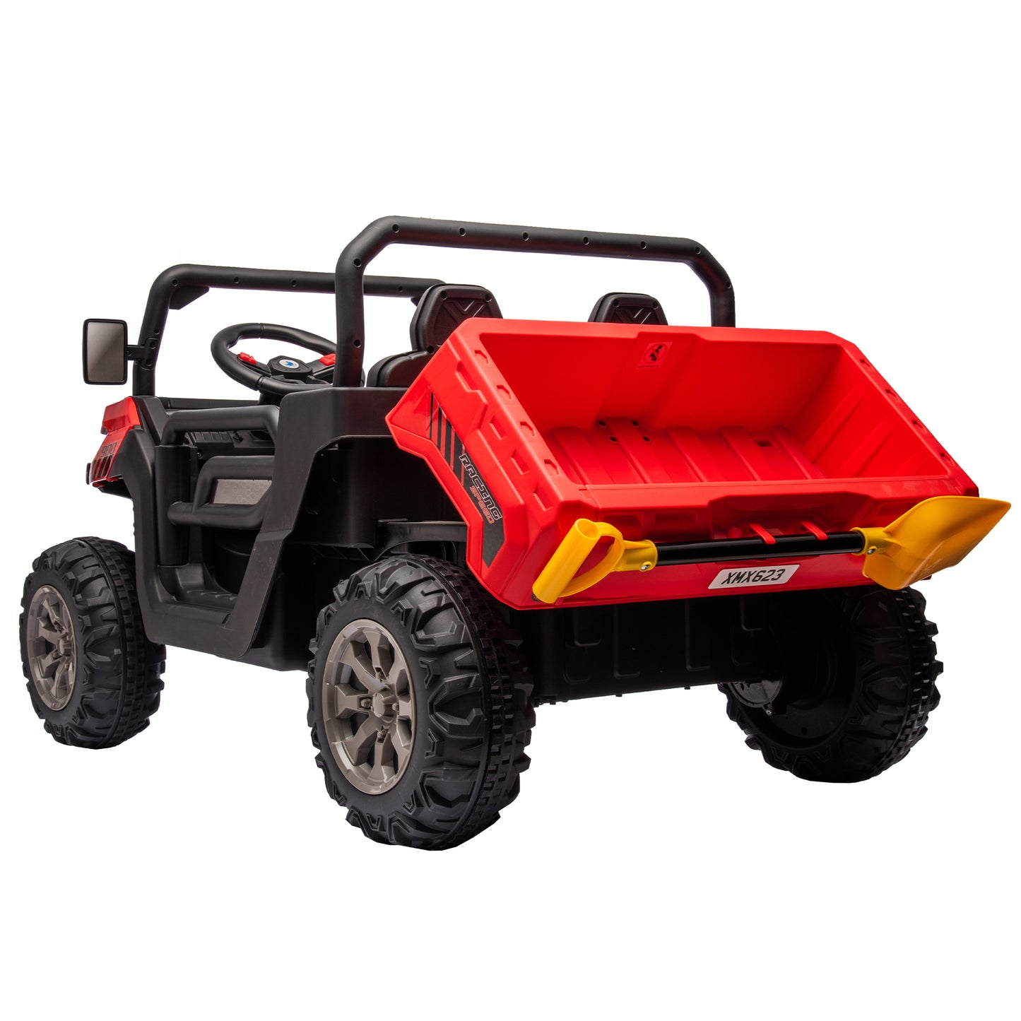 24V Ride On Truck 2 Seater Ride On UTV with 2x200W Motor Ride On Dump Truck with Dump Bed/Shovel Ride On Car with Remote Control Electric Vehicle with  Non-slip tyre for Boys Girls