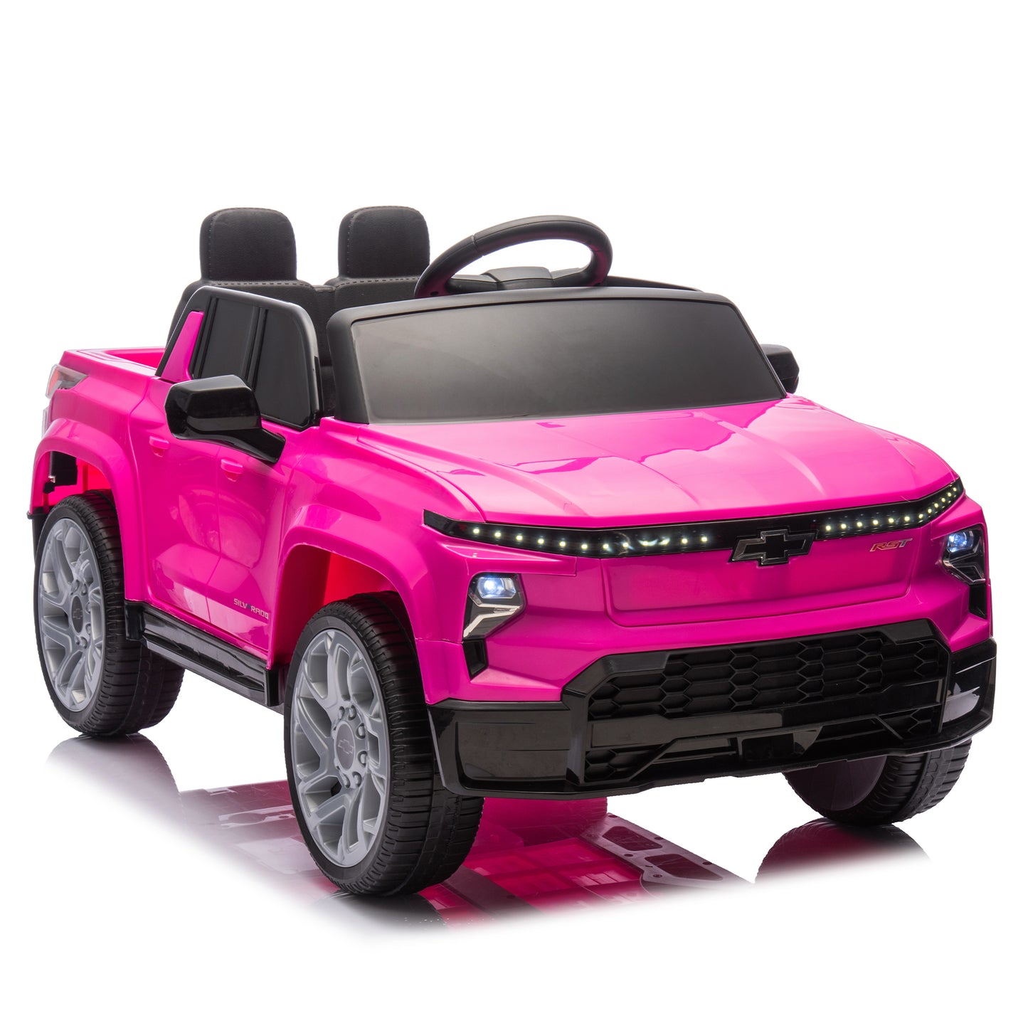 24V Kids Ride on Car W/Parents Control,Licensed Chevrolet Silverado,Four-wheel suspension,LED Lights,Bluetooth,music,USB,MP3,Power display,speeds 2.49-3.73MPH For kids aged 2-5.
