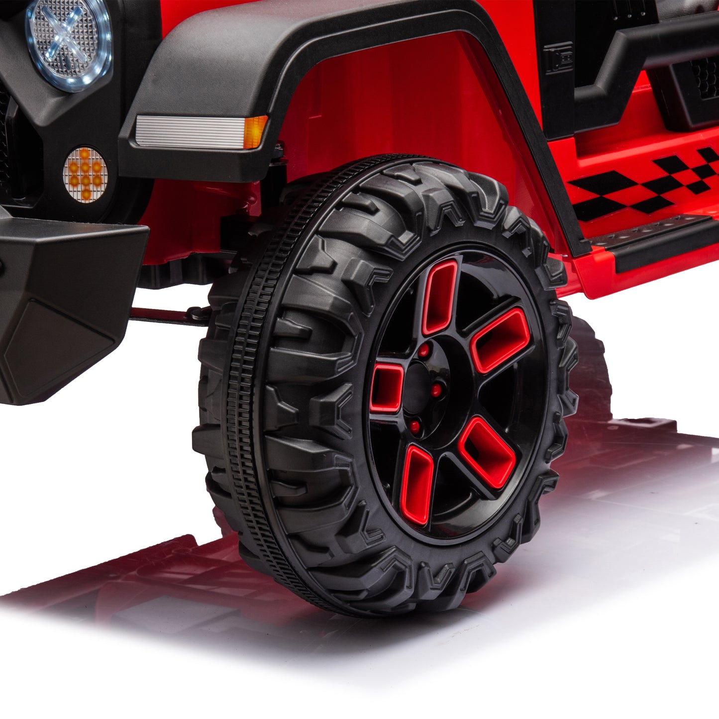 24V Ride On Large PickUp Truck car for Kids,ride On 4WD Toys with Remote Control,Parents Can Assist in Driving,Bluetooth music version,Pickup truck design with spacious storage in the rear.
