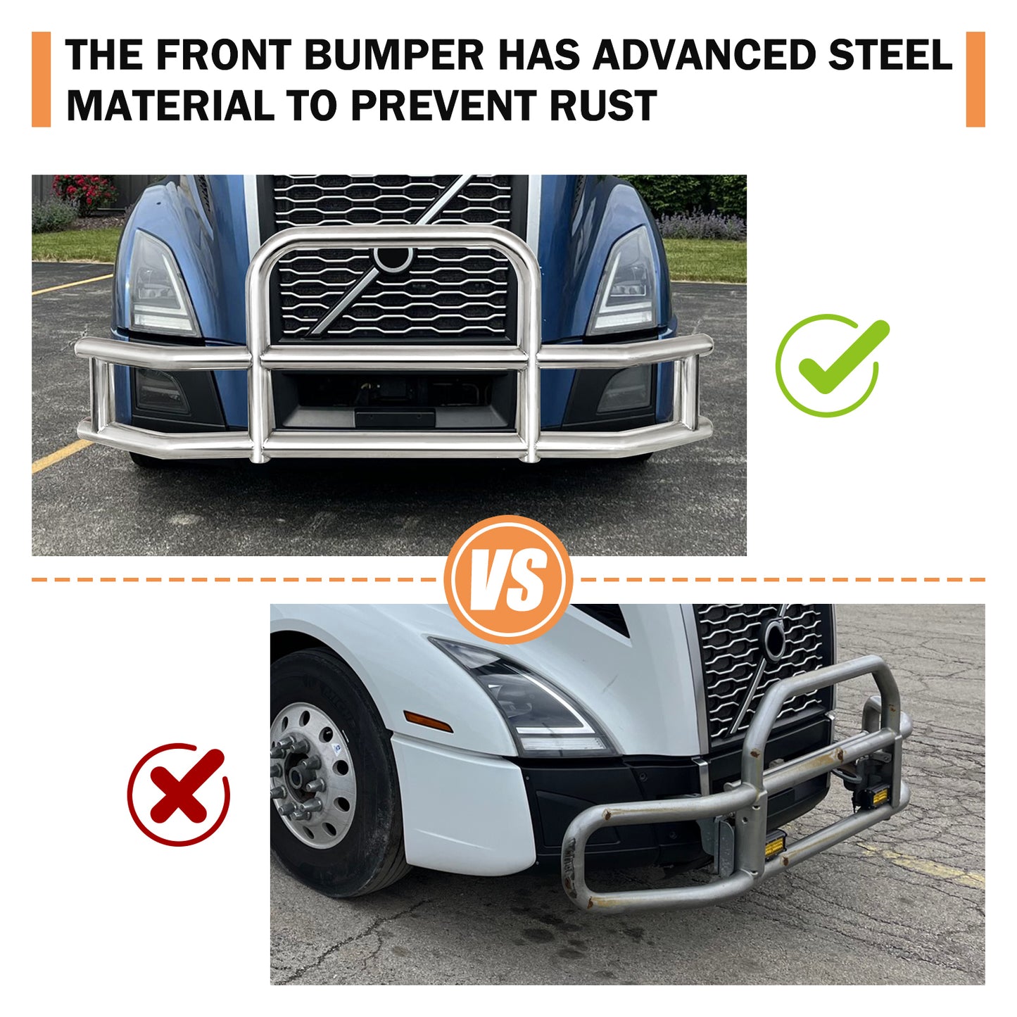 Front Bumper Deer Guard for Volvo VN/VNL 2018-2022 with Bracket G04020