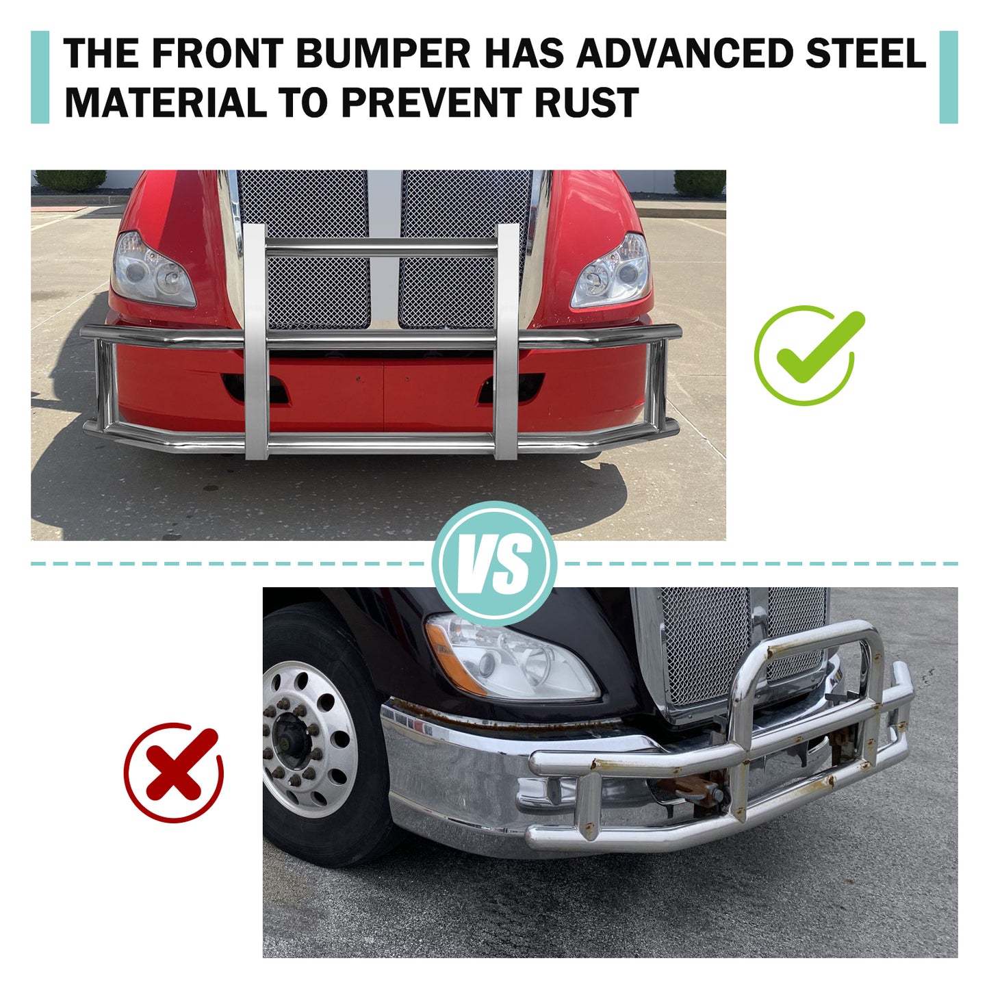 Stainless Steel Deer Guard Bumper for Kenworth T680 2008-2021 with brackets