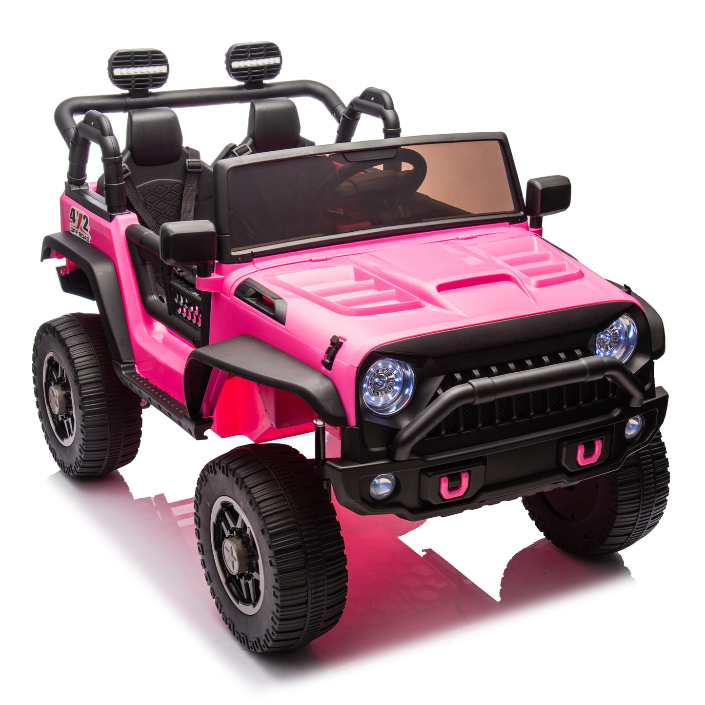 24V Two-Seater Kids Ride On Truck Car W/Parents Control,200w*2,Seat width 20.28in,Four-wheel Suspension,LED Lights,Music,MP3,Bluetooth,Two independent seat belts,Suitable for off-road For Kids Aged 3+