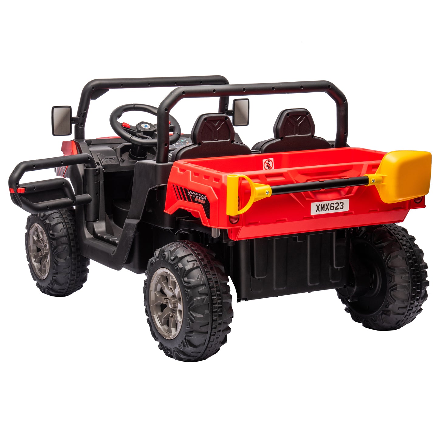 24V Ride On Truck 2 Seater Ride On UTV with 2x200W Motor Ride On Dump Truck with Dump Bed/Shovel Ride On Car with Remote Control Electric Vehicle with  Non-slip tyre for Boys Girls