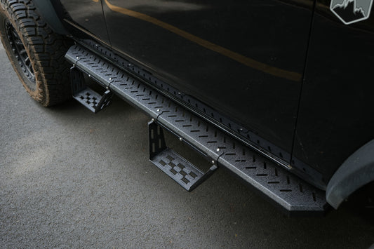 Running Boards Compatible with Ford Bronco 4 Door 2021 2022 2023 2024 (NOT Fit for Sport), Two Stairs Side Steps Fit for Bronco, Anti-Slip Drop Down Rock Sliders Step Bars Black