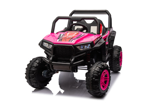 12v7a*1 30w*4 Four-wheel drive leather seat one button start,forward and backward, high and low speed,  music, front light, power display,  two doors can open, 2.4G R/C, seat belt four wheel absorber
