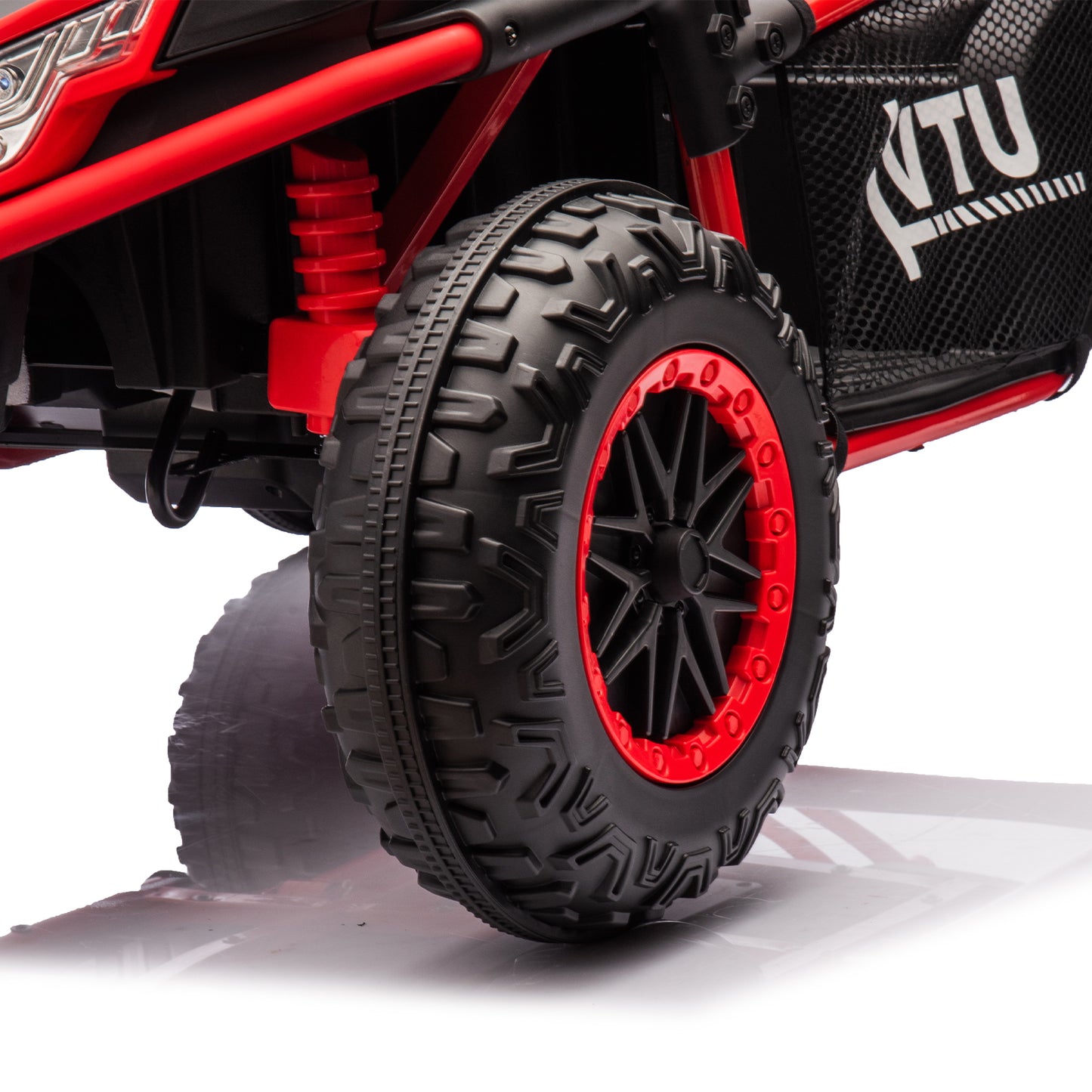 24V Two-seater Kids Ride On UTV w/Parents Control,20in seat width,400W Super high power,Four-wheel Suspension,Bluetooth,MP3,USB,LED Light,Horn,Rear storage space,Speeds 3.73-4.97MPH For Kids aged 3+.