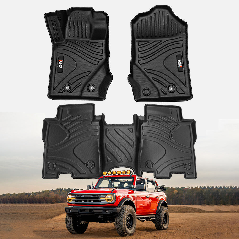 MKR Car Floor Mats for 2021-2023 Ford Bronco 3D TPE All-Weather Floor Mats - Full Set Interior Car Accessories All-Weather