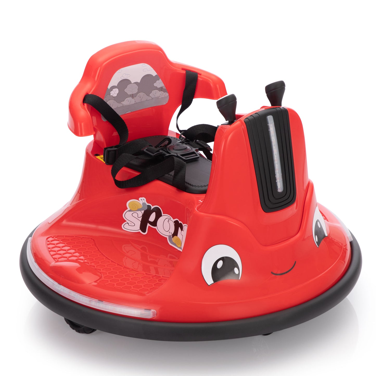 12V Snail-Shaped Kids Electric Bumper Car with Remote Control, Ride On Car with LED Lights, Music, 360 Degree Rotate, Toddler Race Toys, 3-8 Years Old